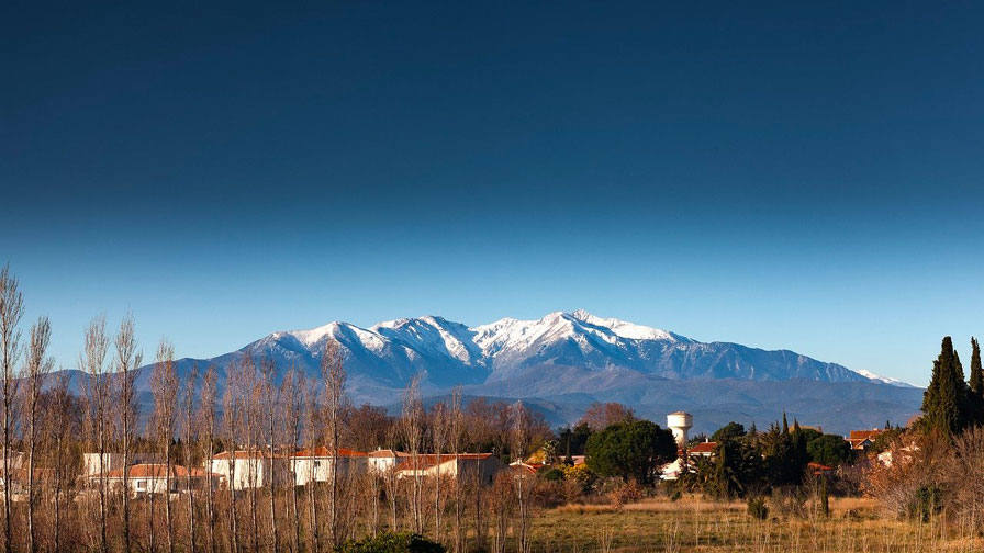 Vue globale sur le pic du canigou près du camping